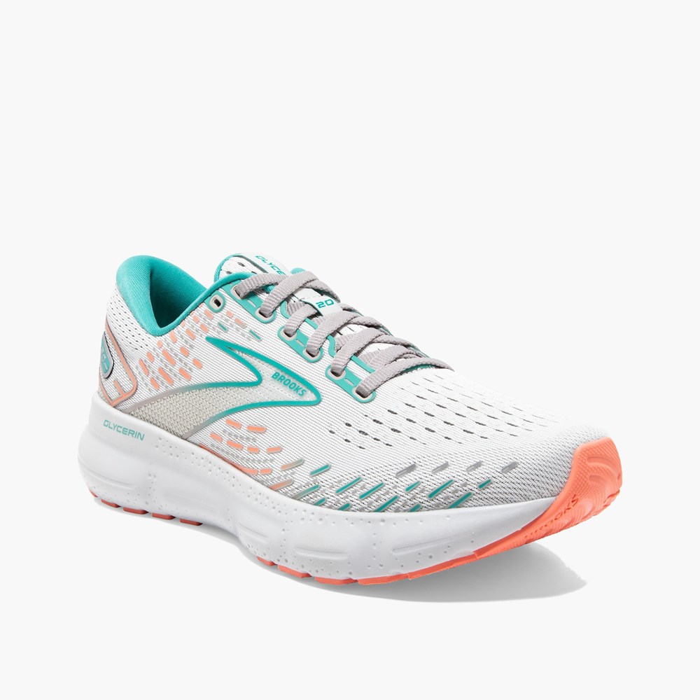 Chaussures Running Route Brooks Glycerin 20 Noir Grise Blanche Femme | IOK-0277237